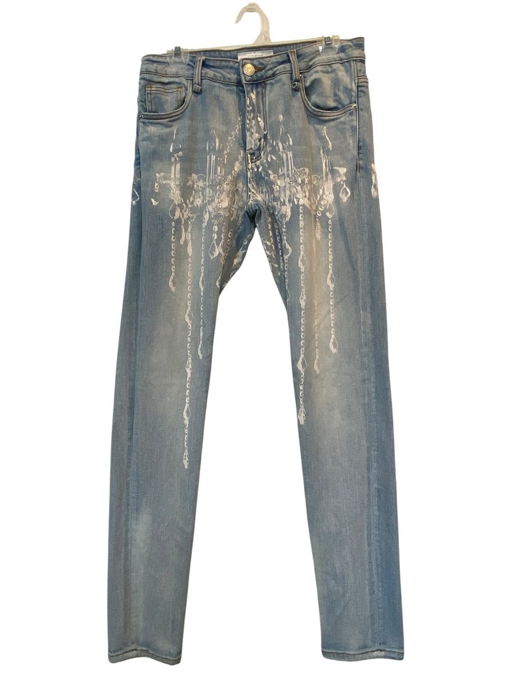 LIFTED ANCHORS LA Men's size 30 Light Blue Skinny Jeans White Paint Drip Detail